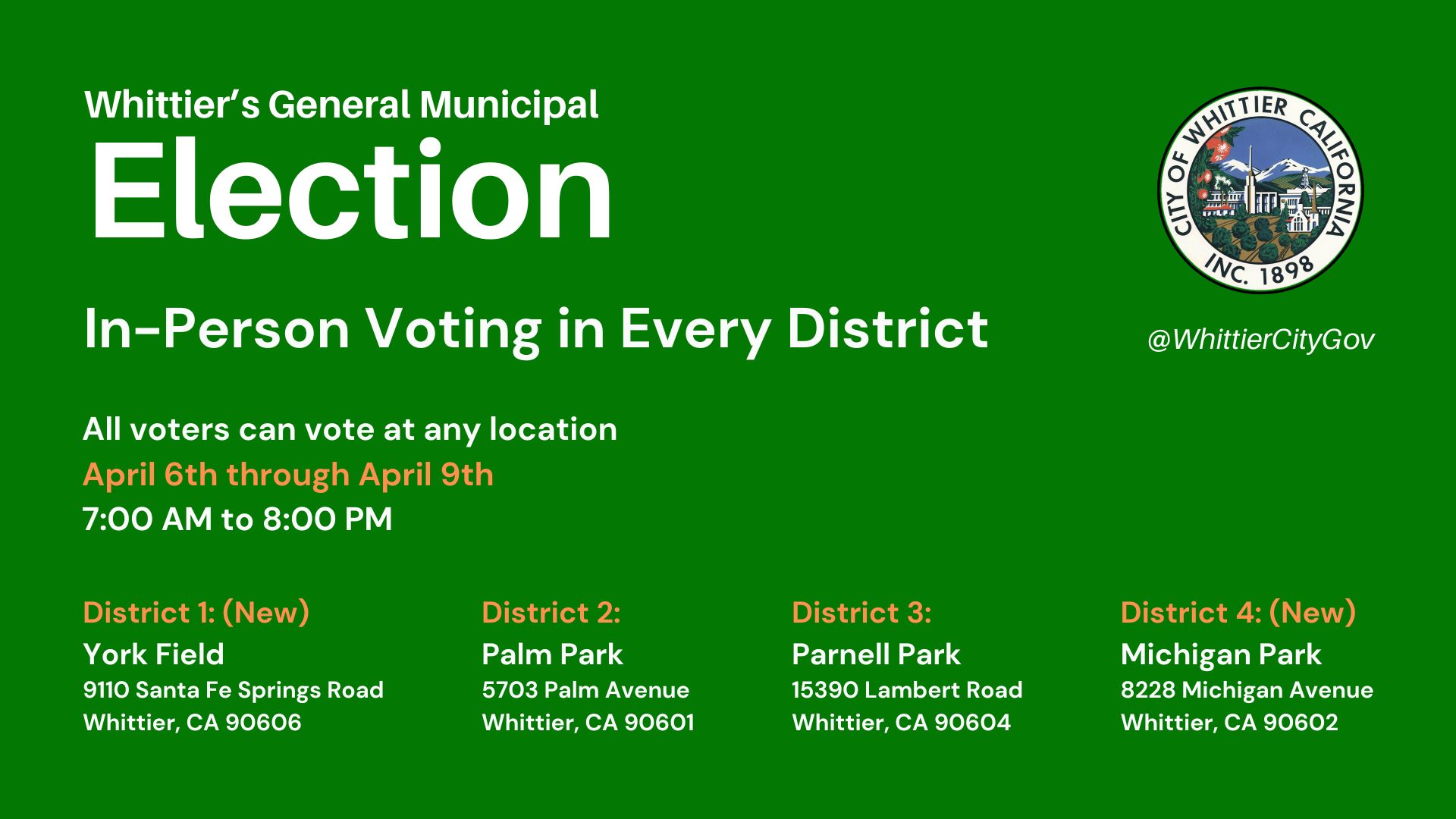 In-Person Voting - Whittier's General Municipal Election