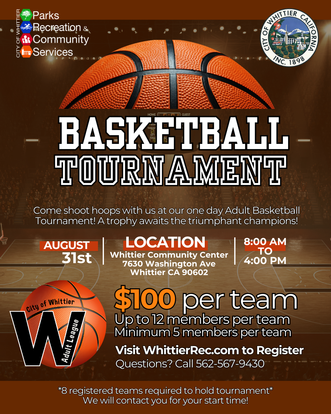 Adult Basketball Tournament August 2024