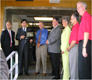 2009 Changshu Delegation visit to Whittier City Hall, exchanging gifts and 'Peace Pole' Ribbon Cutting.