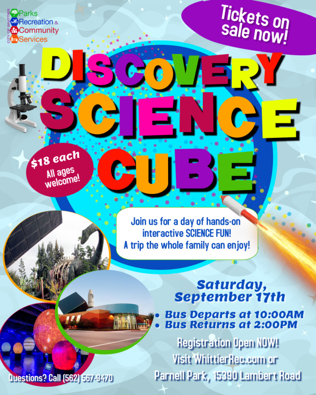 Discover Science Cube Excursion Trip flyer